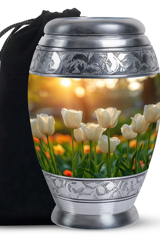 Peaceful Tulip Funeral Urn - Large Memorial Urn For Human Ashes