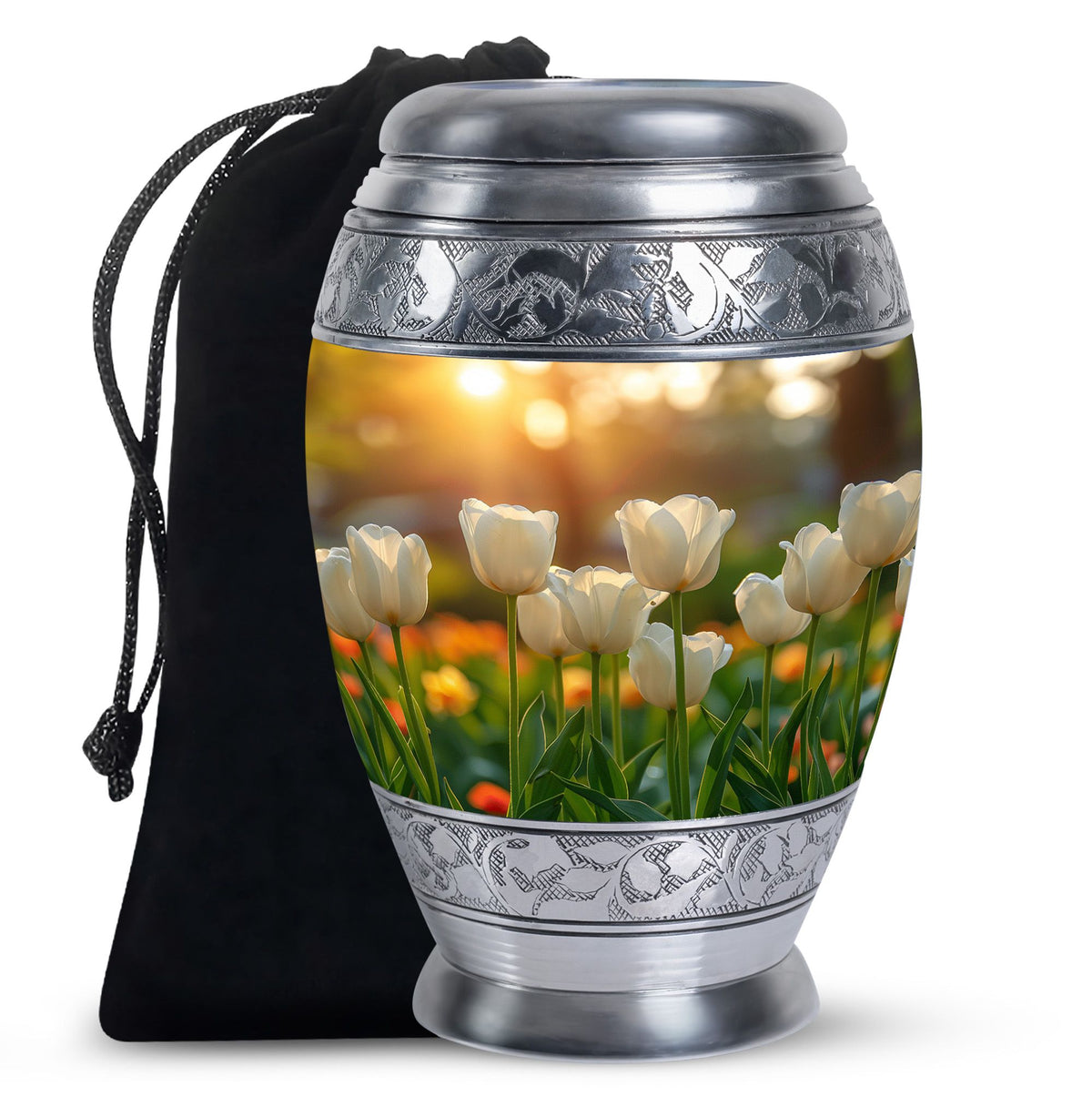 Peaceful Tulip Funeral Urn - Large Memorial Urn For Human Ashes