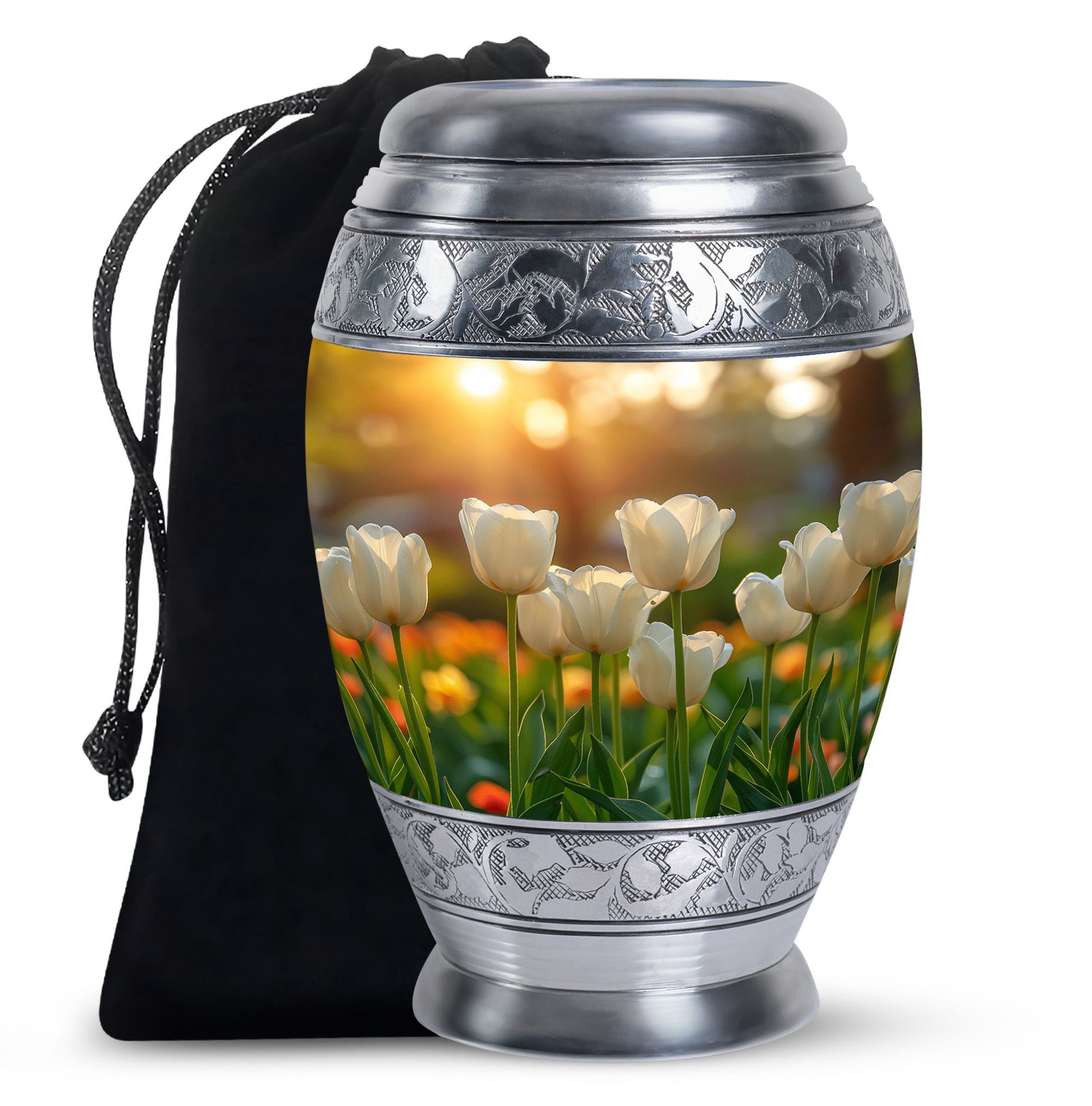 Peaceful Tulip Funeral Urn - Large Memorial Urn For Human Ashes