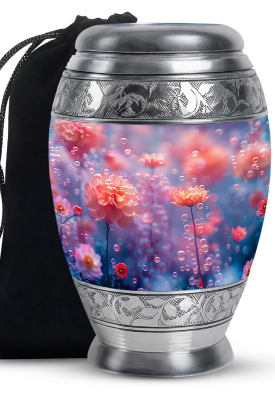 Pink Fantasy Floral Urn - Elegant Memorial Cremation Urn For Ashes