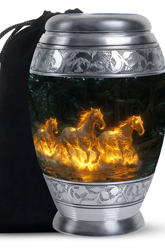 Horse Theme Funeral Urn - Large Memorial Urn For Loved Ones