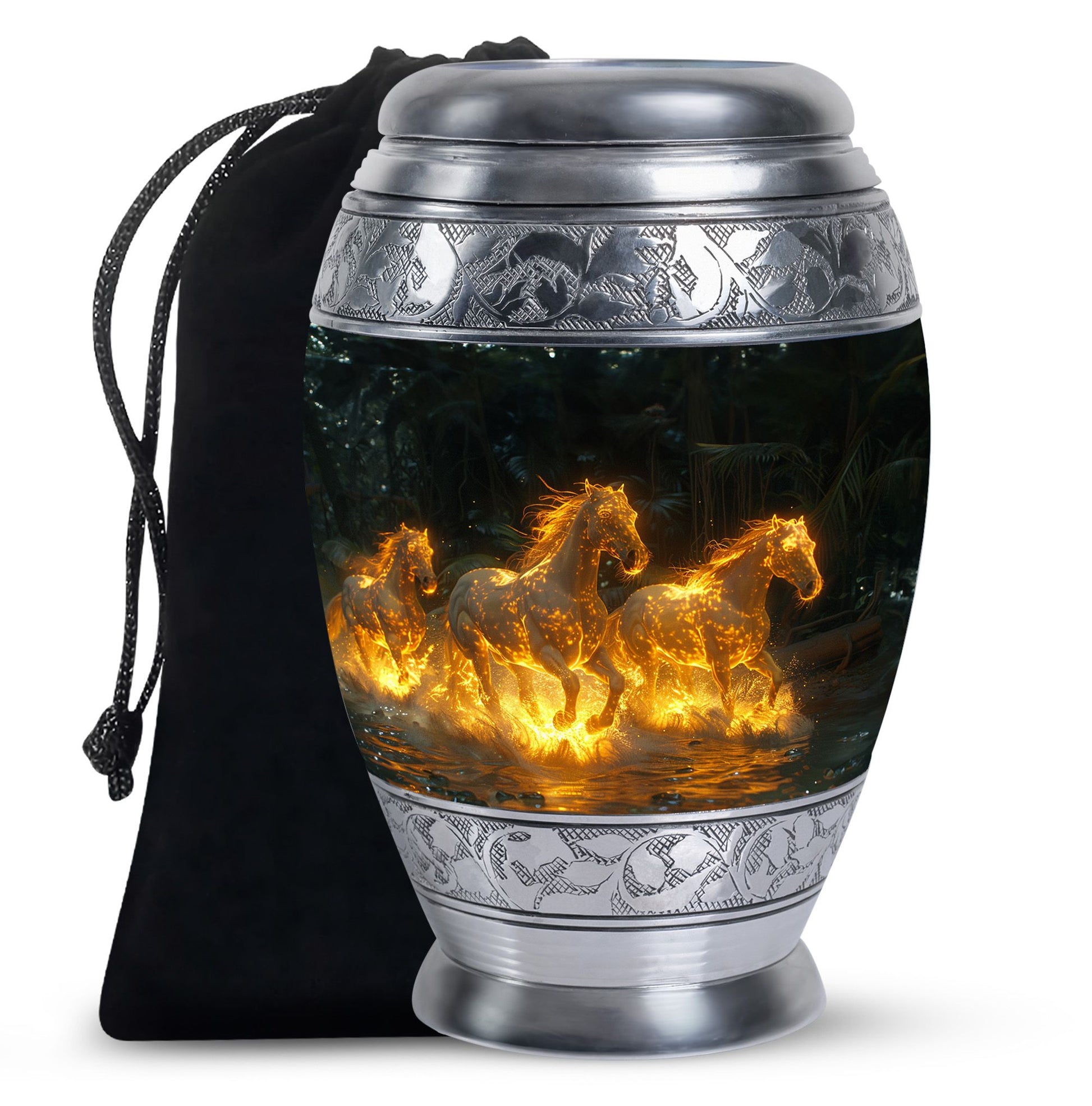 Horse Theme Funeral Urn - Large Memorial Urn For Loved Ones