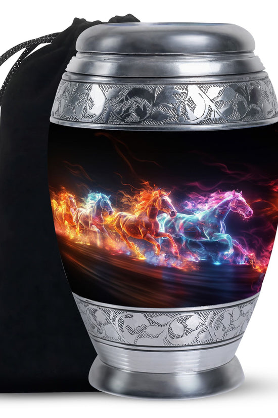 Horse Tribute Cremation Urn - Aluminium Cremation Urn For Burial