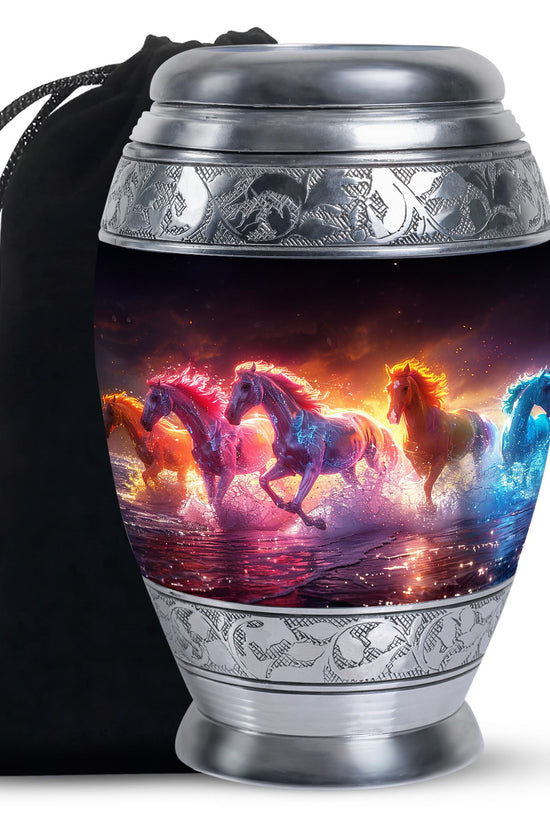 Mystic Blue Horse Cremation Urn - Memorial Urn For Human Ashes