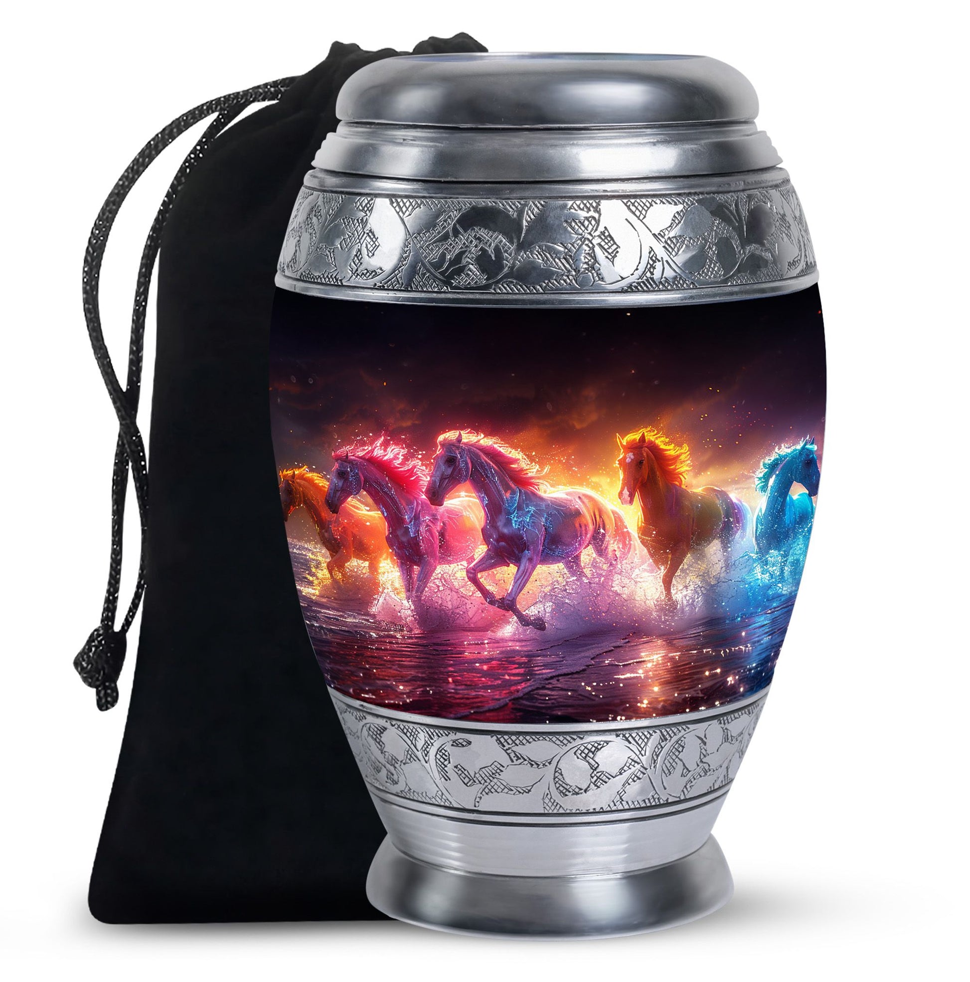 Mystic Blue Horse Cremation Urn - Memorial Urn For Human Ashes