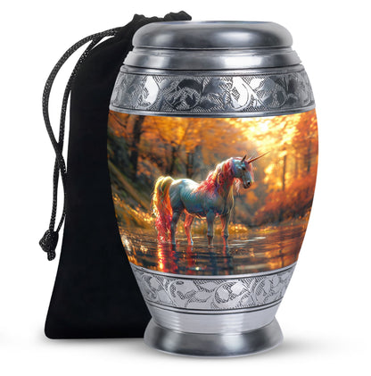 Mystical Unicorn Cremation Urn - Fantasy Memorial Urn For Adult Ashes