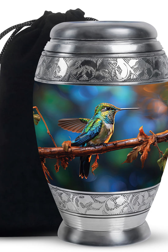 Senic Hummingbird Memorial Urn - Blue Aluminium Urn For Loved Ones