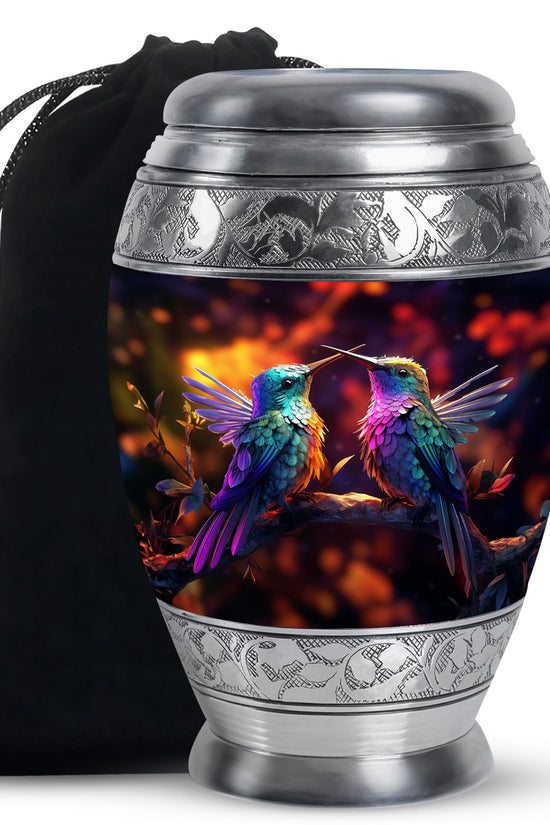 Colorful Hummingbird Funeral Urn - Couple Ashes Urn For Loved Ones