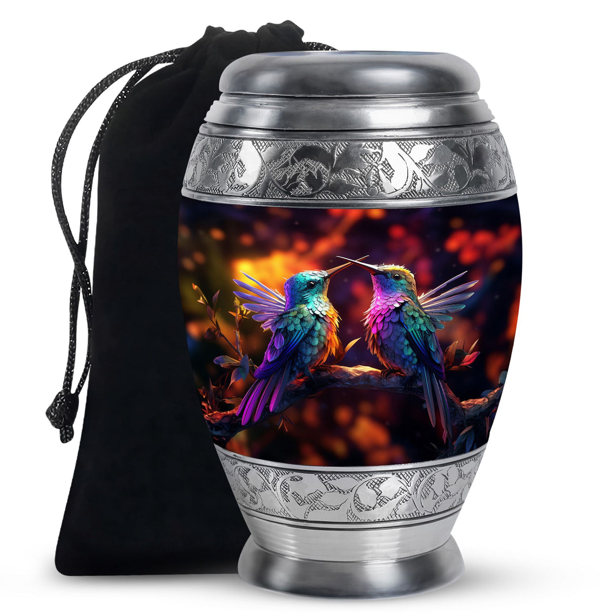 Colorful Hummingbird Funeral Urn - Couple Ashes Urn For Loved Ones