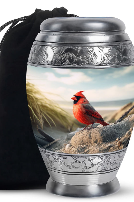 Red Cardinal Cremation Urn - Large Memorial Urn For Human Ashes