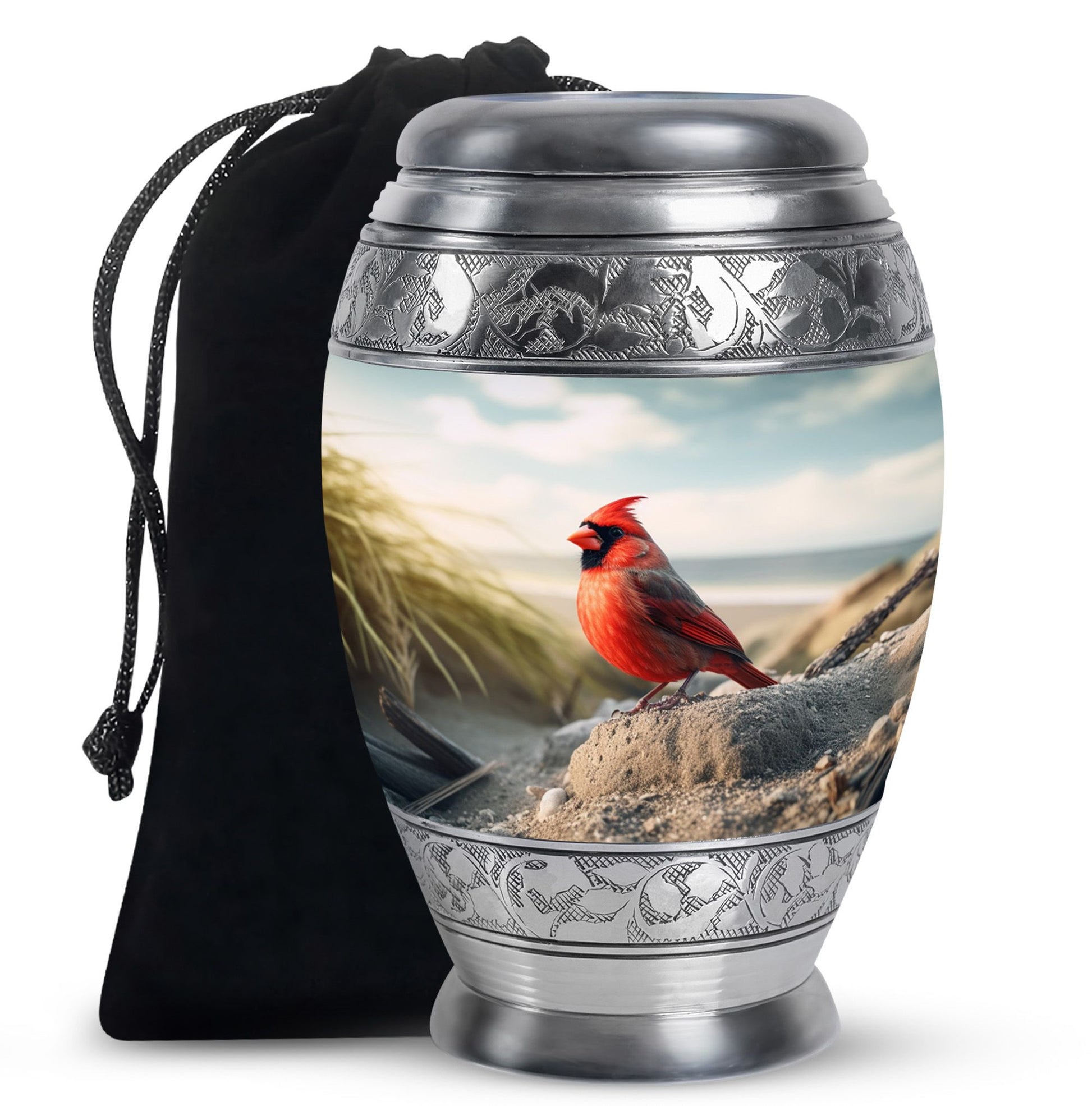 Red Cardinal Cremation Urn - Large Memorial Urn For Human Ashes