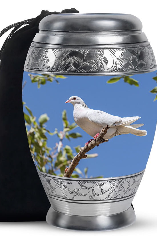 White Bird Memorial Urn - Dove Theme Cremation Urn For Loved Ones