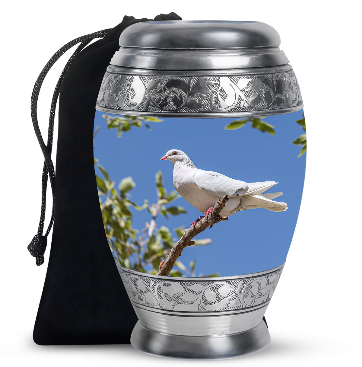 White Bird Memorial Urn - Dove Theme Cremation Urn For Loved Ones