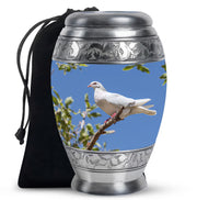 White Bird Memorial Urn - Dove Theme Cremation Urn For Loved Ones