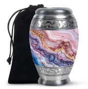 Pink Marble Cremation Urn - Gold Luxury Memorial Urn For Adult Ashes