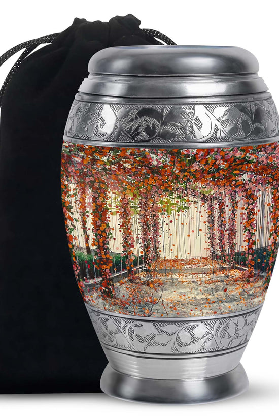 Artistic Flower Burial Urn - Aluminium Cremation Urn For Loved Ones