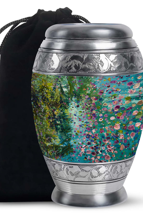 Flower Theme Funeral Urn - Artistic Flowers Memorial Urn For Loved Ones