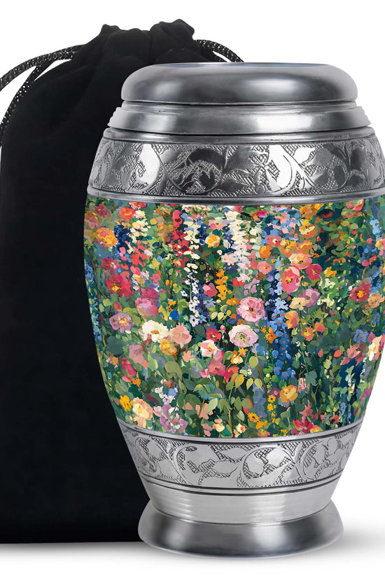Elegant Artistic Flower Memorial Urn - Flower Theme Cremation Urn For Ashes