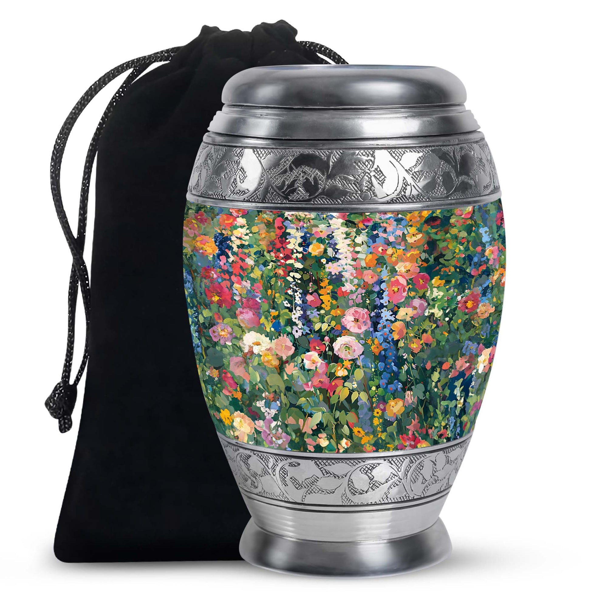 Elegant Artistic Flower Memorial Urn - Flower Theme Cremation Urn For Ashes