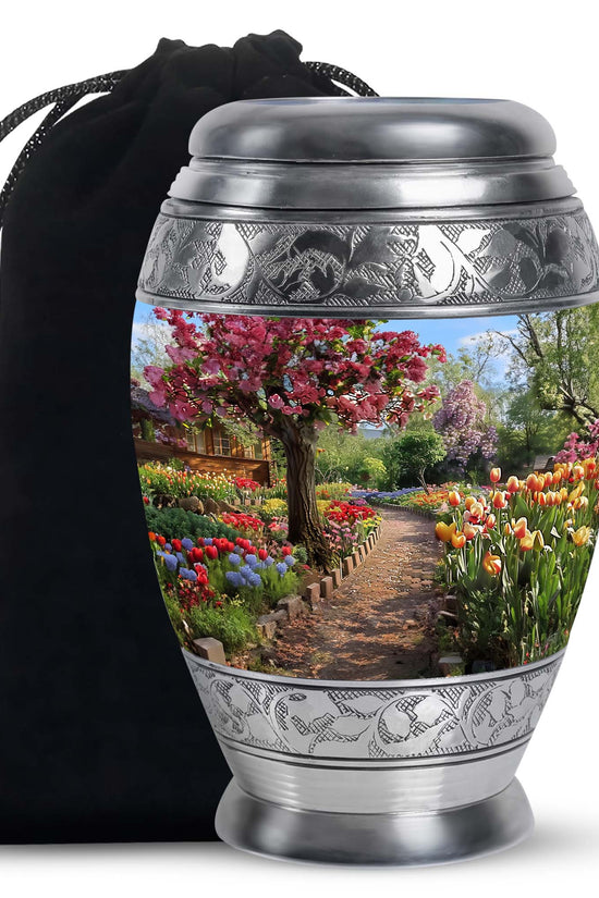 Beautiful Flower Garden Funeral Urn - Cremation Urn For Adult Ashes