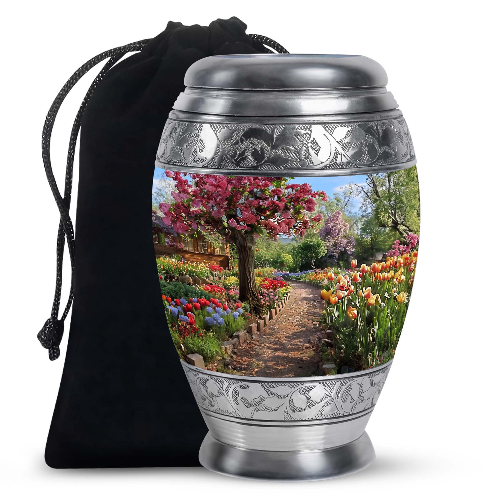 Beautiful Flower Garden Funeral Urn - Cremation Urn For Adult Ashes