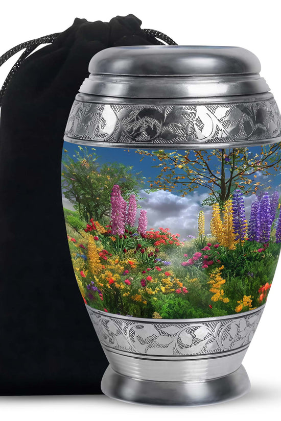 Colourful Floral Memorial Urn - Beautiful Garden Cremation Urn For Burial