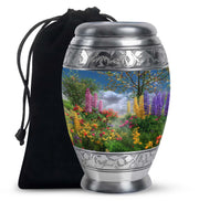 Colourful Floral Memorial Urn - Beautiful Garden Cremation Urn For Burial