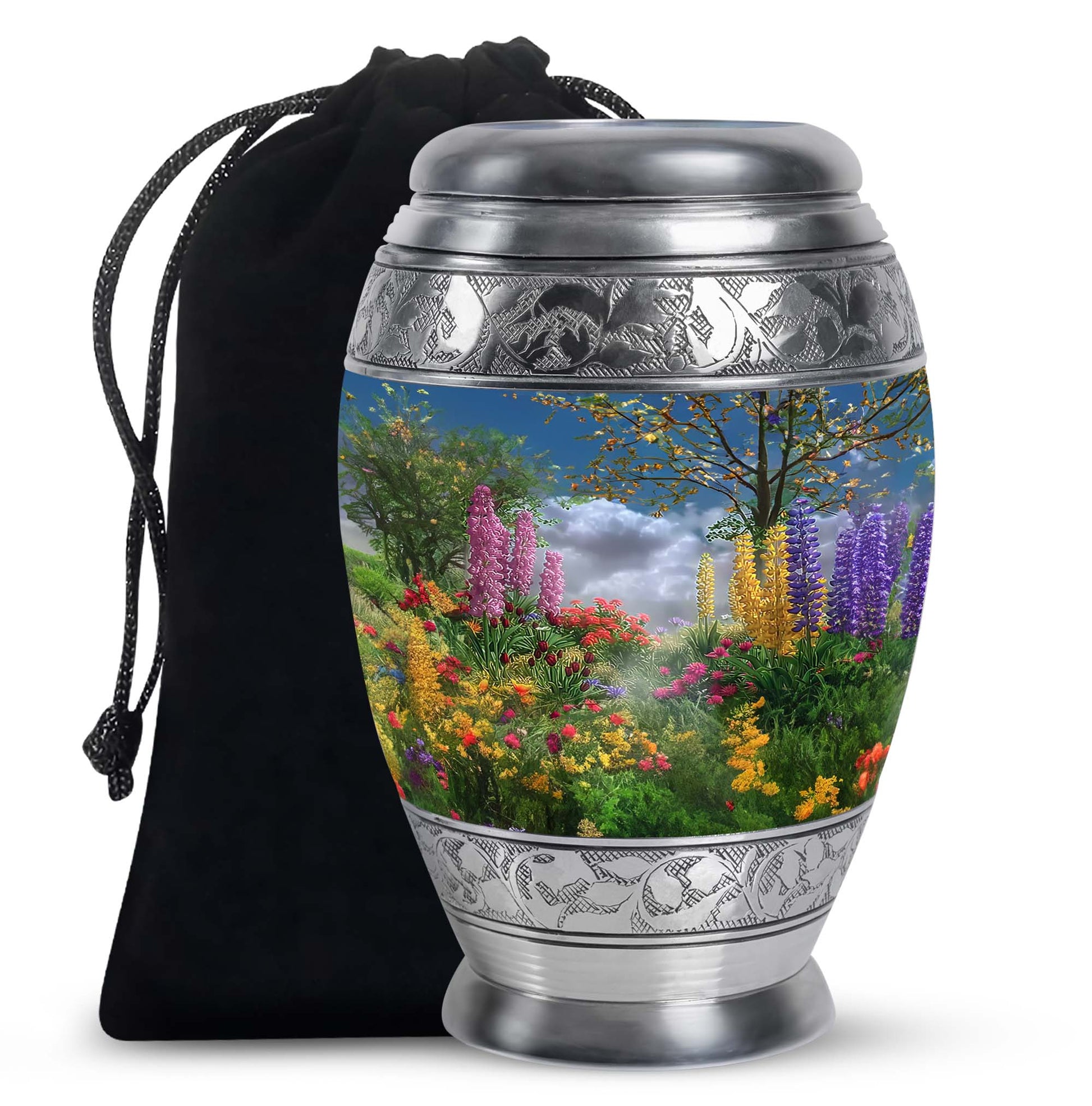 Colourful Floral Memorial Urn - Beautiful Garden Cremation Urn For Burial