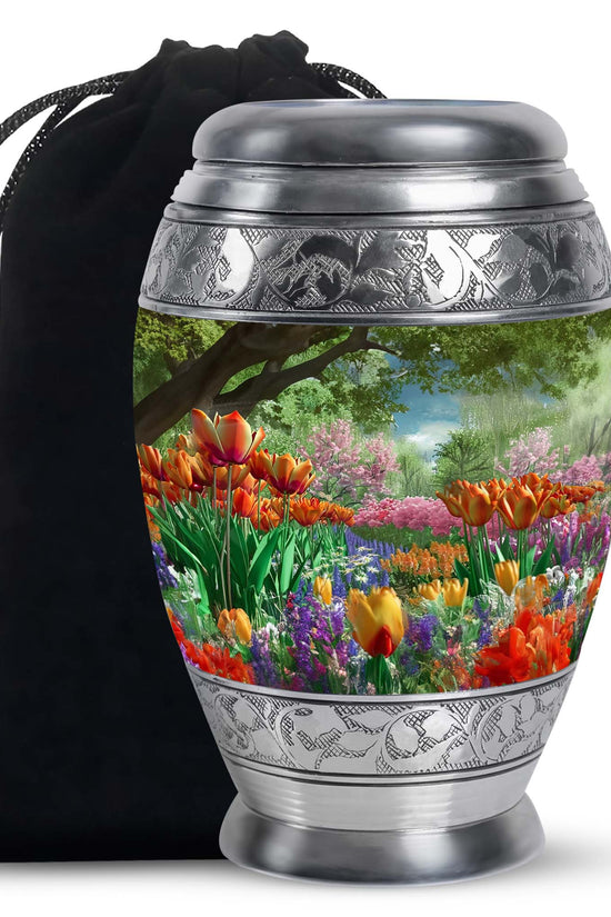 Flower Theme Memorial Urn - Beautiful Funeral Urn For Adult Ashes