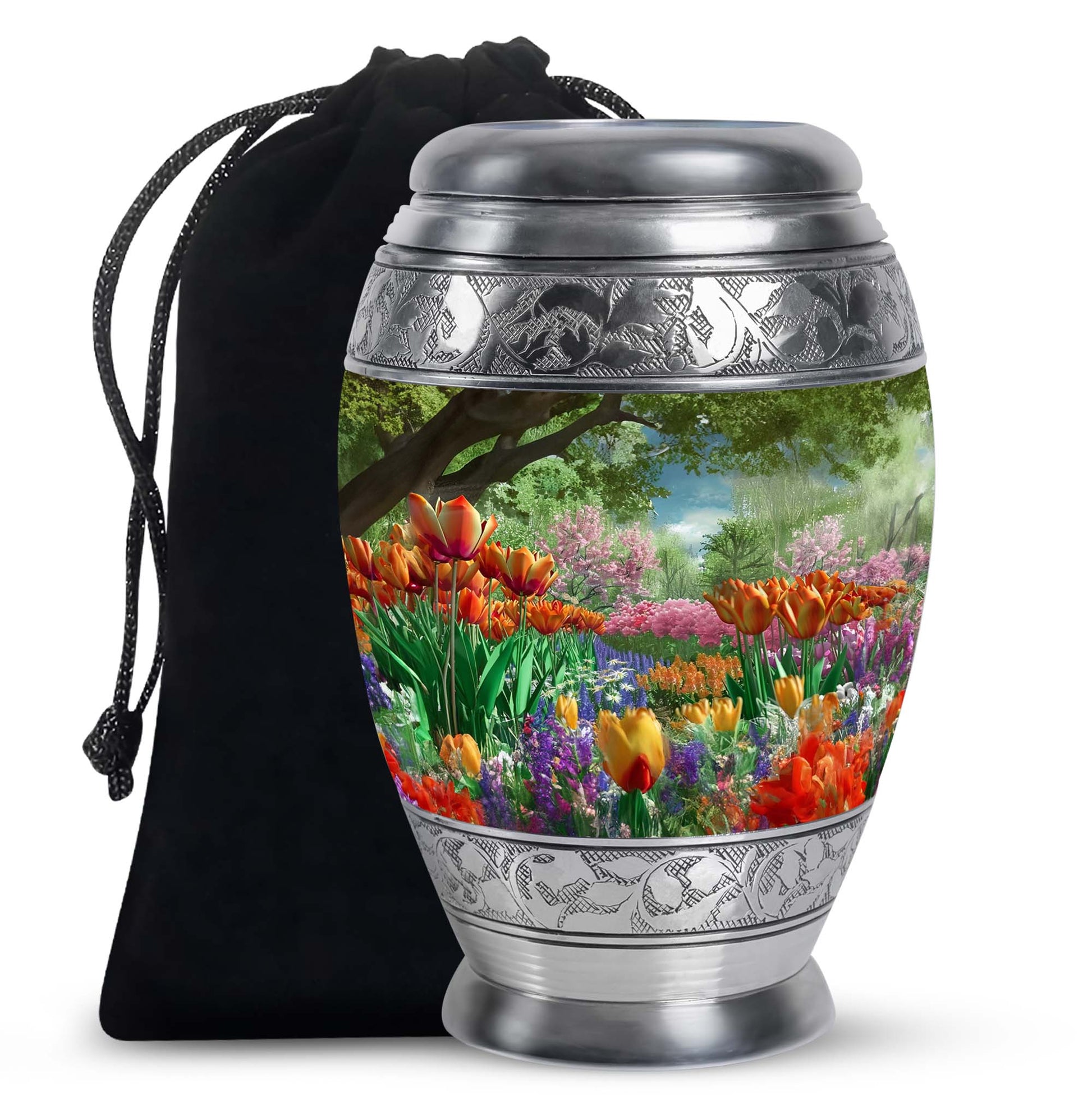 Flower Theme Memorial Urn - Beautiful Funeral Urn For Adult Ashes