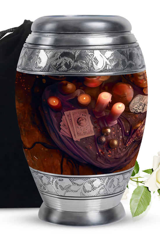 Spiritual Tarot Memorial Urn - Mystic Candle Funeral Urn For Adult Ashes
