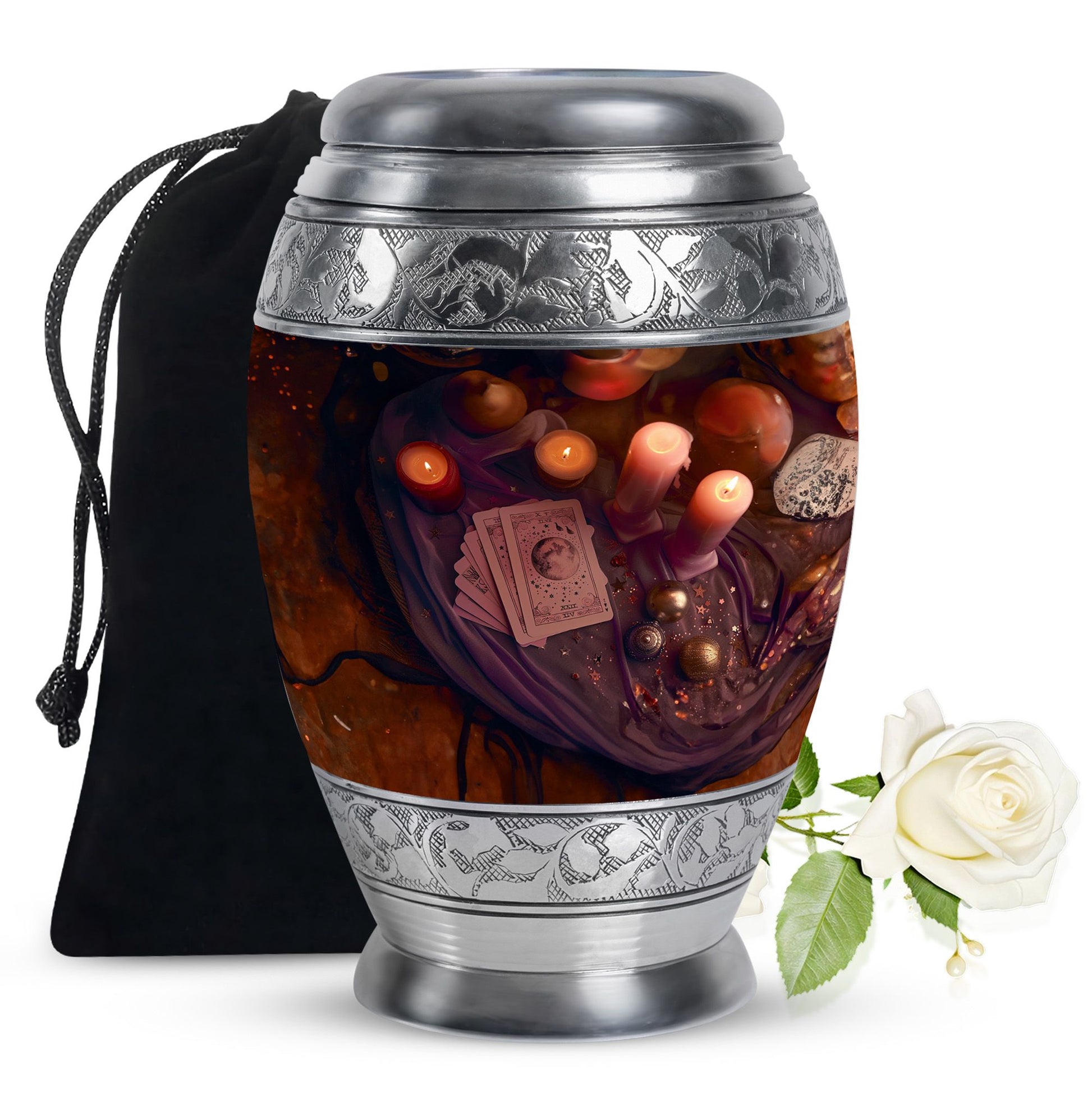 Spiritual Tarot Memorial Urn - Mystic Candle Funeral Urn For Adult Ashes