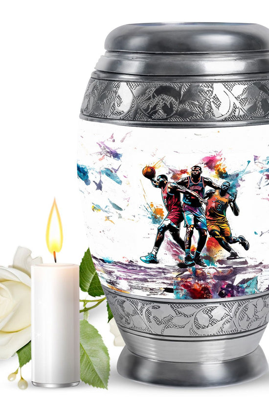 Basketball Theme Memorial Urn - Elegant Cremation Urn For Male & Female