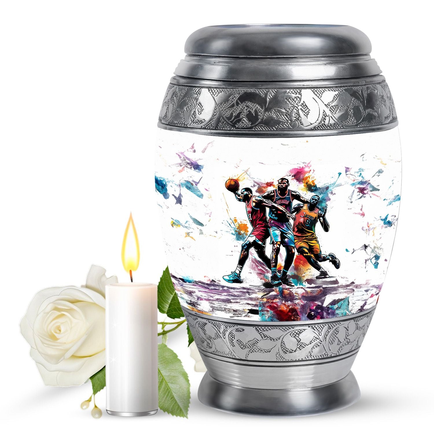 Basketball Theme Memorial Urn - Elegant Cremation Urn For Male & Female
