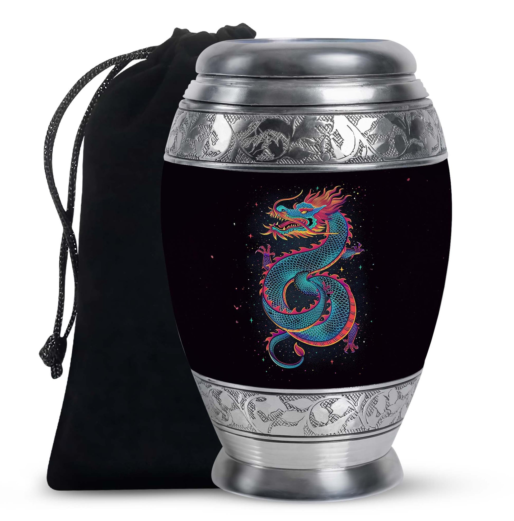 Celestial Blue Dragon Cremation Urn - Aluminium Memorial Urn For Human Ashes
