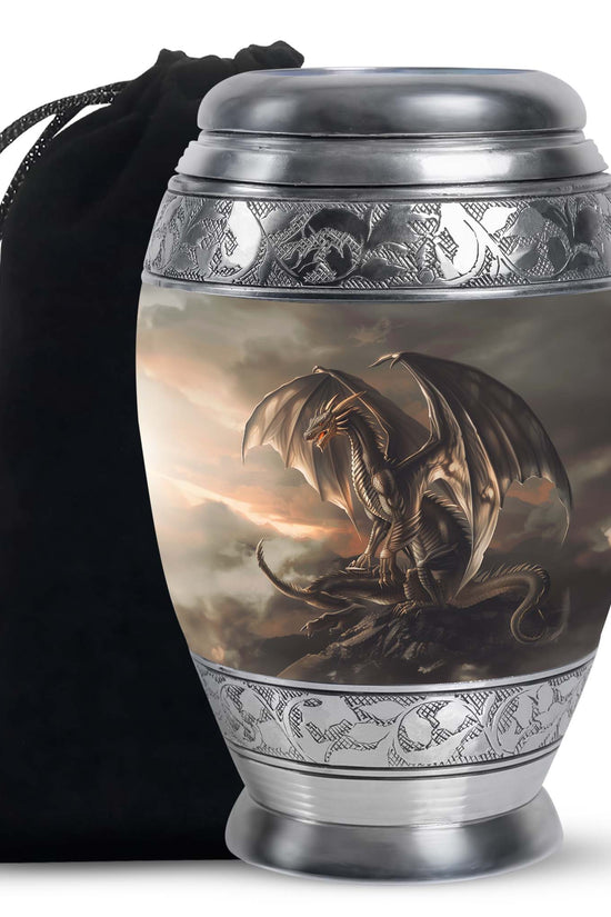 Dragon Storm Fantasy Memorial Urn - Artistic Aluminium Urn For Ashes