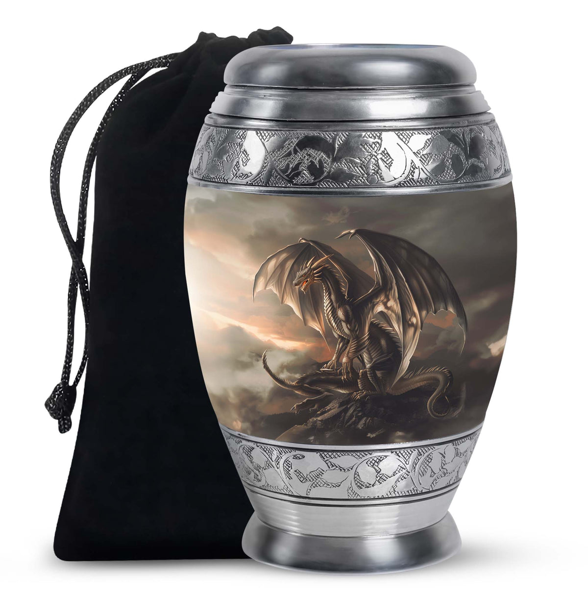 Dragon Storm Fantasy Memorial Urn - Artistic Aluminium Urn For Ashes