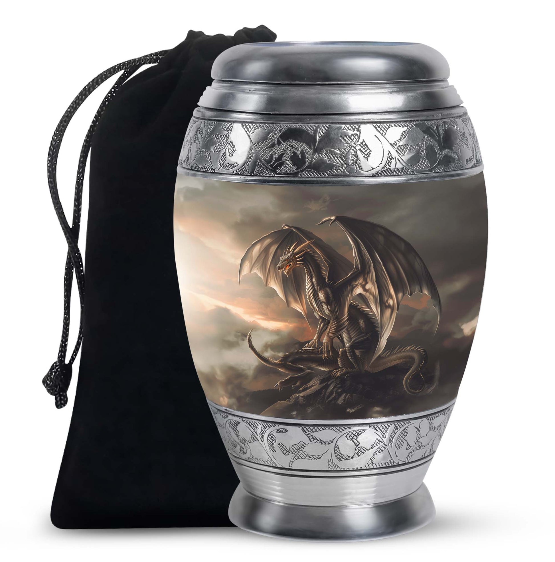 Dragon Storm Fantasy Memorial Urn - Artistic Aluminium Urn For Ashes