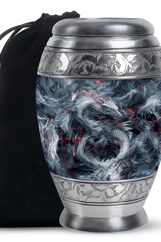 Midnight Fantasy Dragon Cremation Urn For Ashes – Black Memorial Urn