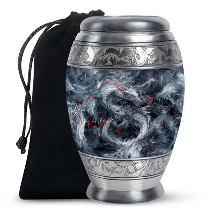 Midnight Fantasy Dragon Cremation Urn For Ashes – Black Memorial Urn
