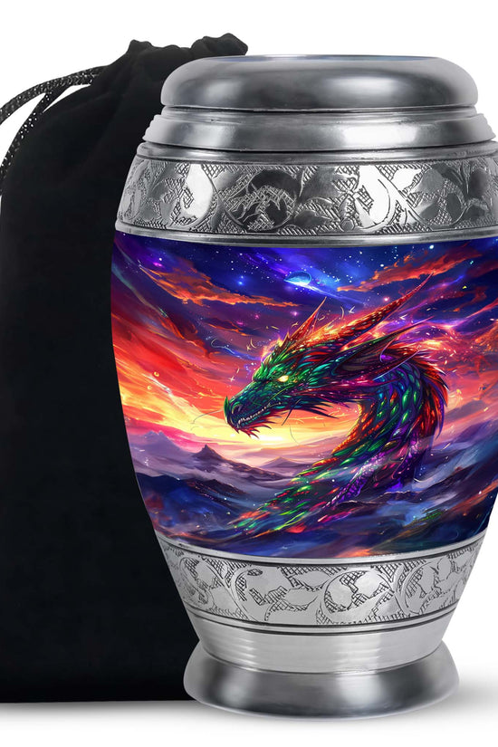 Dragon Flame Funeral Urn For Adults - Decorative Cremation Urn For Ashes