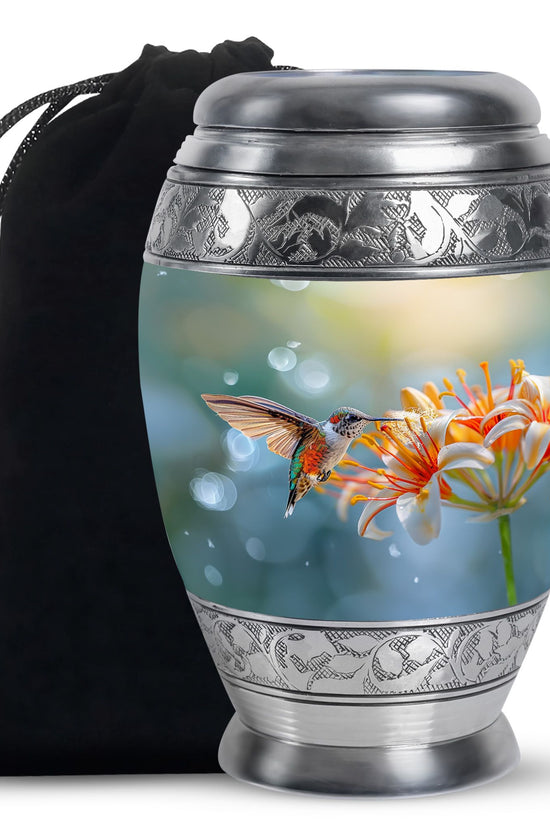 Lily Hummingbird Funeral Urn - Memorial Urn For Male & Female