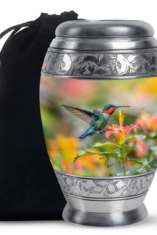 Colourful Hummingbird Memorial Urn - Beautiful Cremation Urn For Adult Ashes