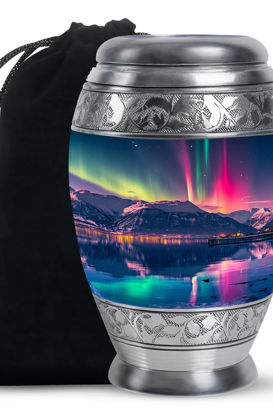 Aurora Borealis Funeral Urn - Northern Lights Memorial Urn For Human Ashes
