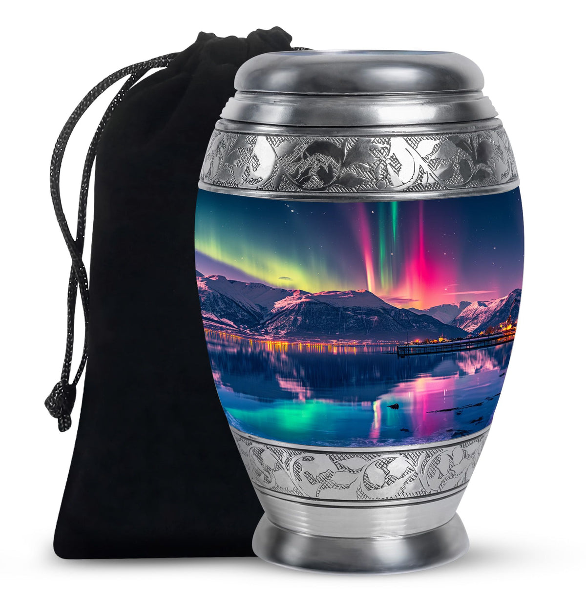 Aurora Borealis Funeral Urn - Northern Lights Memorial Urn For Human Ashes