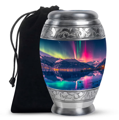 Aurora Borealis Funeral Urn - Northern Lights Memorial Urn For Human Ashes
