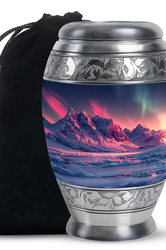 Aurora Snow Valley Urn For Ashes - Beautiful Sky Cremation Urn For Adults Ashes
