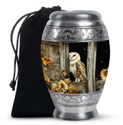 Barn Owl Cremation Urn - Rustic Memorial Urn For Human Ashes