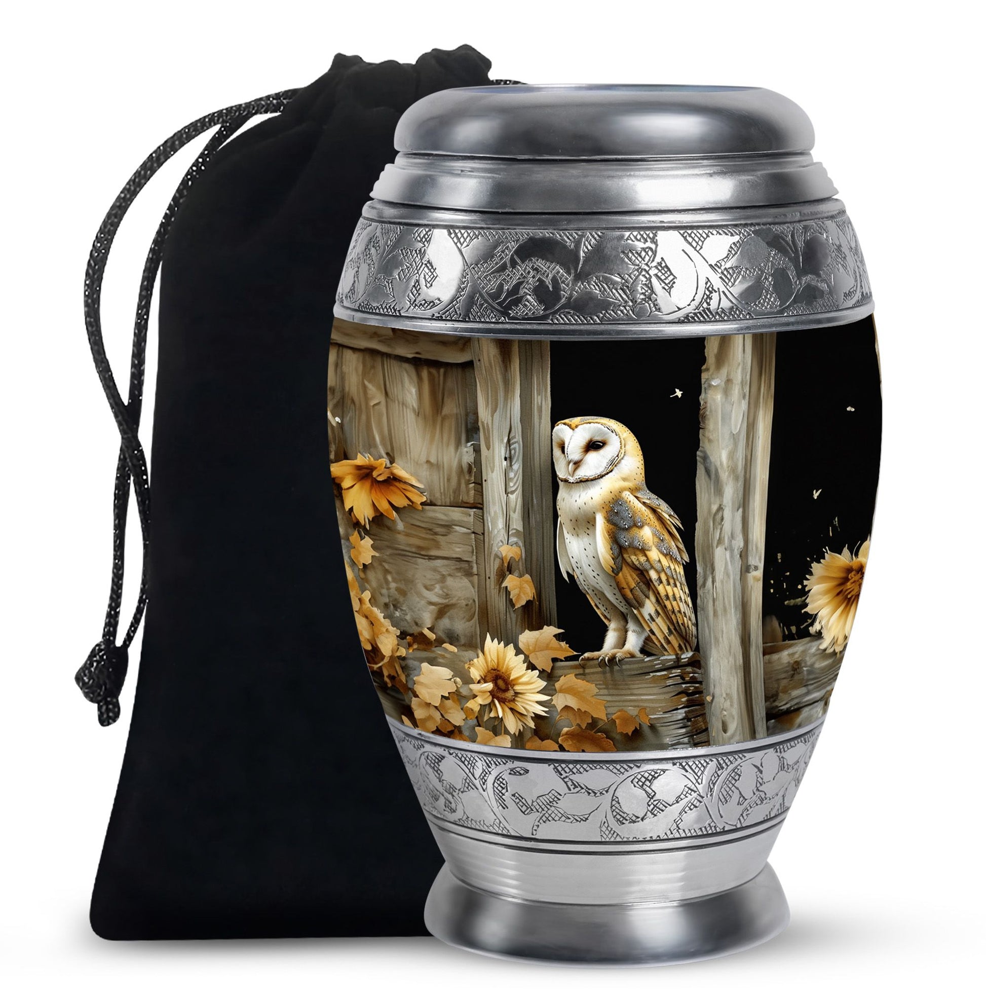 Barn Owl Cremation Urn - Rustic Memorial Urn For Human Ashes