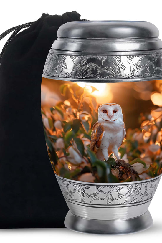 Sunset Barn Owl Cremation Urn – Nature Memorial Urn For Human Ashes